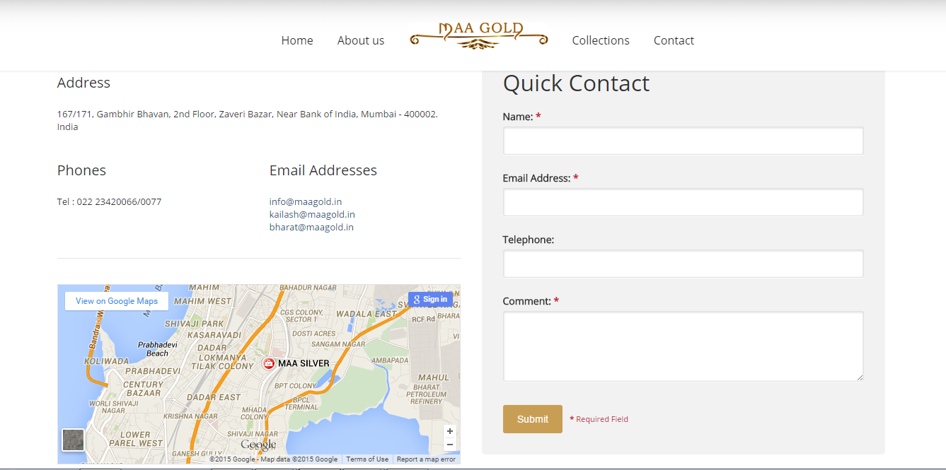 Maa Gold Contact Page